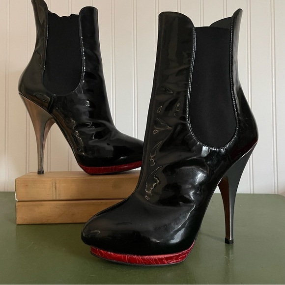 Giuseppe Zanotti Hidden Platform Stilettos in Black Patent Leather w Red *Italy* - Picture 16 of 16